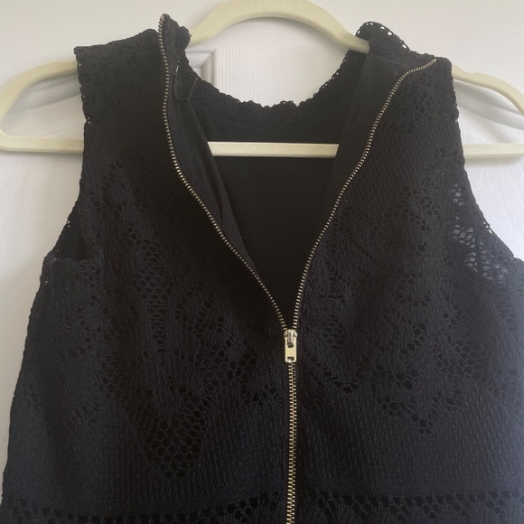 H&M Fit and Flare Black Sleeveless Lace-Design Dress, Size Small - Picture 3 of 13